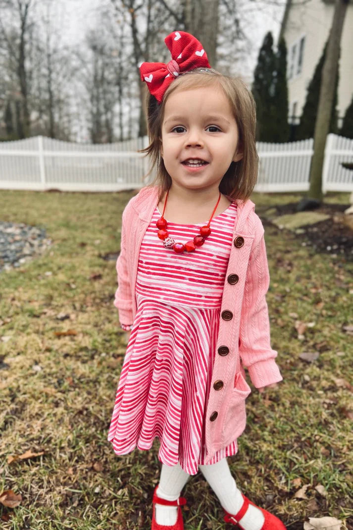 Hooded Button Cardigan | Bubblegum