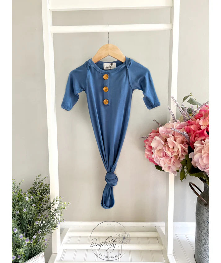 Bamboo Knotted Gown | Dusty Cobalt