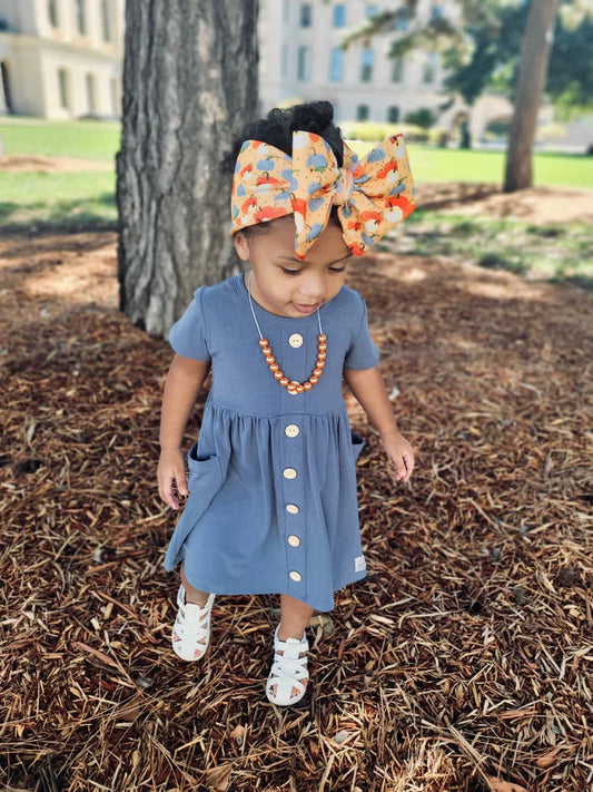 Knit Button Dress | Denim